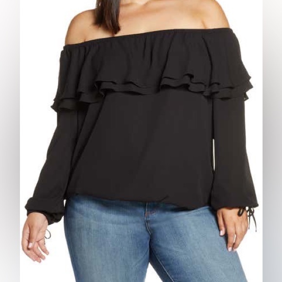 MICHAEL Michael Kors Ruffle Off the Shoulder Peasant Blouse - Picture 1 of 1